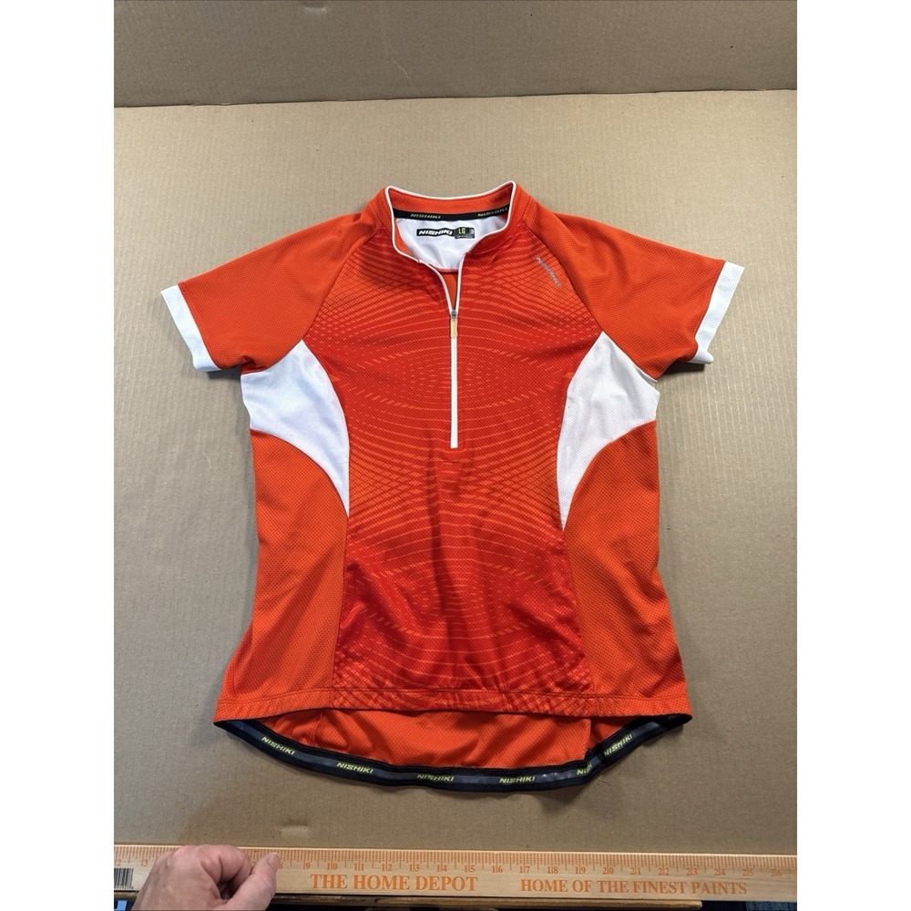 Nishiki Cycling Bicycle Jersey Women's Size Large Orange 1/2 Zip